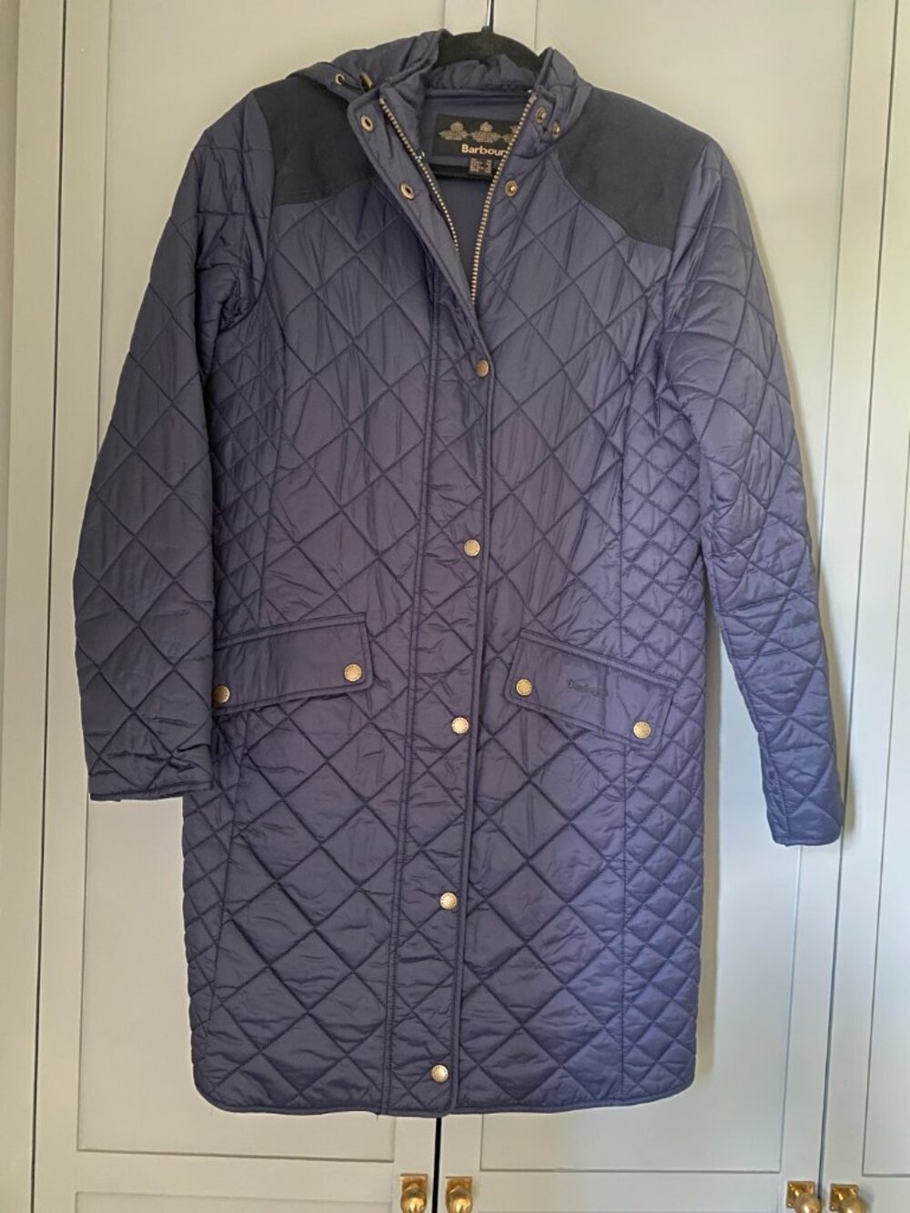Barbour Lightweight Navy Quilted Jacket with Removable Hood, 6